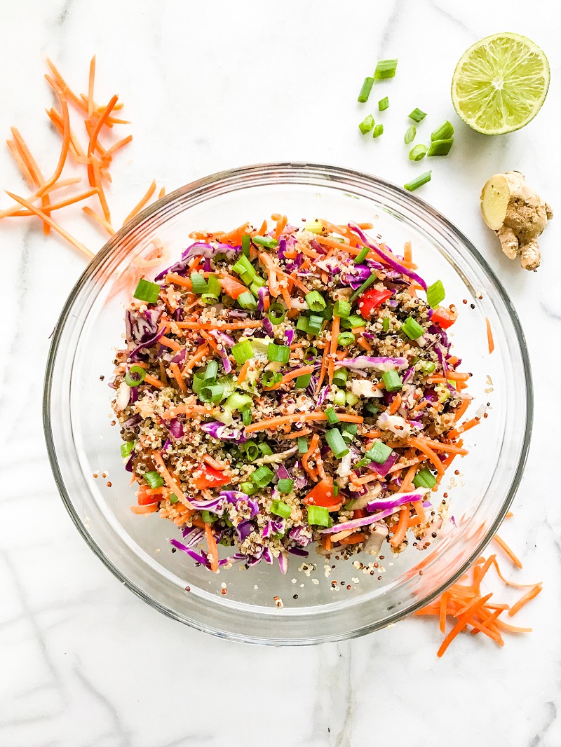 Thai Quinoa Veggie Salad with Creamy Almond Butter Dressing - Living ...